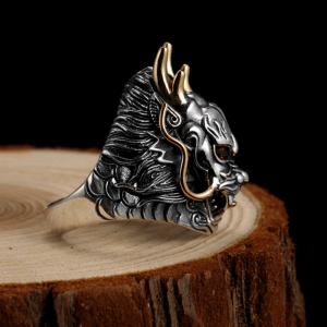 Silver dragon ring for men | Armored drake
