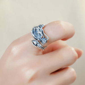 Silver Dragon rings for guys | Armored Drake