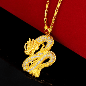 Gold dragon chine necklace | Armored Drake