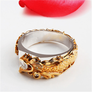 Golden and silver dragon ring | Armored Drake