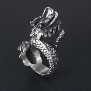 Mens dragon ring silver | Armored Drake