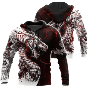 Red dragon hoodie for men | Armored Drake