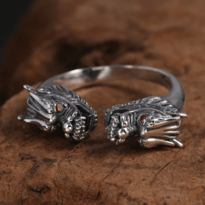 Dragon wedding rings (Silver) | Armored Drake